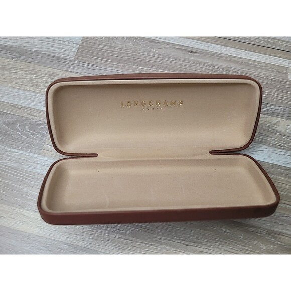 Longchamp Paris Brown Hard Shell Sunglasses Eye Glasses Case Faux Leather - Picture 3 of 4